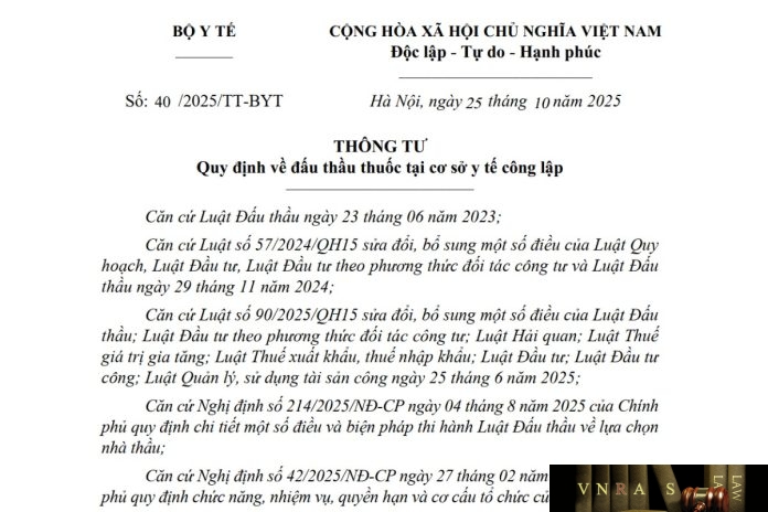 40-2025-TT-BYT Thông tư số : 40/2025/TT-BYT ngày 25 tháng 10 năm 2025 Quy định về đấu thầu thuốc tại cơ sở y tế công lập