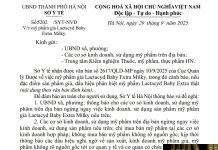 Công văn số : 5202/SYT-NVD Sở Y tế Hà Nội ngày 29 tháng 9 năm 2025 Về việc mỹ phẩm giả Lactacyd Baby Extra Milky
