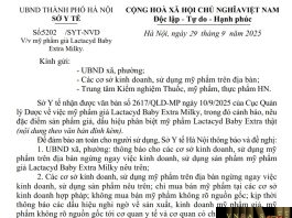 Công văn số : 5202/SYT-NVD Sở Y tế Hà Nội ngày 29 tháng 9 năm 2025 Về việc mỹ phẩm giả Lactacyd Baby Extra Milky