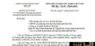 Công văn số : 5412/SYT-NVD Sở Y tế Hà Nội ngày 07 tháng 10 năm 2025 Về việc thu hồi thuốc viên nang cứng Vitamin Bcomplex không đạt tiêu chuẩn chất lượng