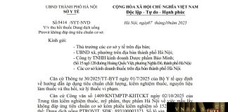 Công văn số : 5414/SYT-NVD Sở Y tế Hà Nội ngày 07 tháng 10 năm 2025 Về việc thu hồi thuốc Dung dịch uống Ptrovit không đáp ứng tiêu chuẩn cơ sở