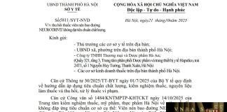 Công văn số : 5811/SYT-NVD Sở Y tế Hà Nội ngày 21 tháng 10 năm 2025 Về việc thu hồi thuốc viên nén bao đường NEUROTRIVIT không đạt tiêu chuẩn chất lượng