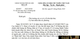 Công văn số : 5957/SYT-NVD Sở Y tế Hà Nội ngày 26 tháng 10 năm 2025 Về việc thu hồi dược liệu Ý dĩ không đạt tiêu chuẩn chất lượng