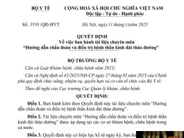 Quyết định số : 3510/QĐ-BYT ngày 11 tháng 11 năm 2025 Về việc ban hành tài liệu chuyên môn “Hướng dẫn chẩn đoán và điều trị bệnh thần kinh đái tháo đường”