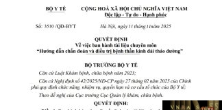 Quyết định số : 3510/QĐ-BYT ngày 11 tháng 11 năm 2025 Về việc ban hành tài liệu chuyên môn “Hướng dẫn chẩn đoán và điều trị bệnh thần kinh đái tháo đường”
