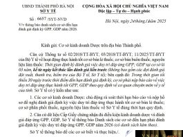 Công văn số : 6657/SYT-NVD Sở Y tế Hà Nội ngày 24 tháng 11 năm 2025 Về việc thông báo danh sách cơ sở đến hạn đánh giá định kỳ GPP, GDP năm 2026