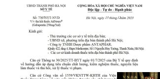 Công văn số : 7307/SYT-NVD Sở Y tế Hà Nội ngày 15 tháng 12 năm 2025 Về việc thu hồi thuốc AtiNeuro® (Gabapentin 250mg/5ml)