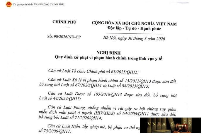 Nghị định 90/2026/NĐ-CP ngày 30 tháng 3 năm 2026 về Quy định xử phạt vi phạm hành chính trong lĩnh vực y tế